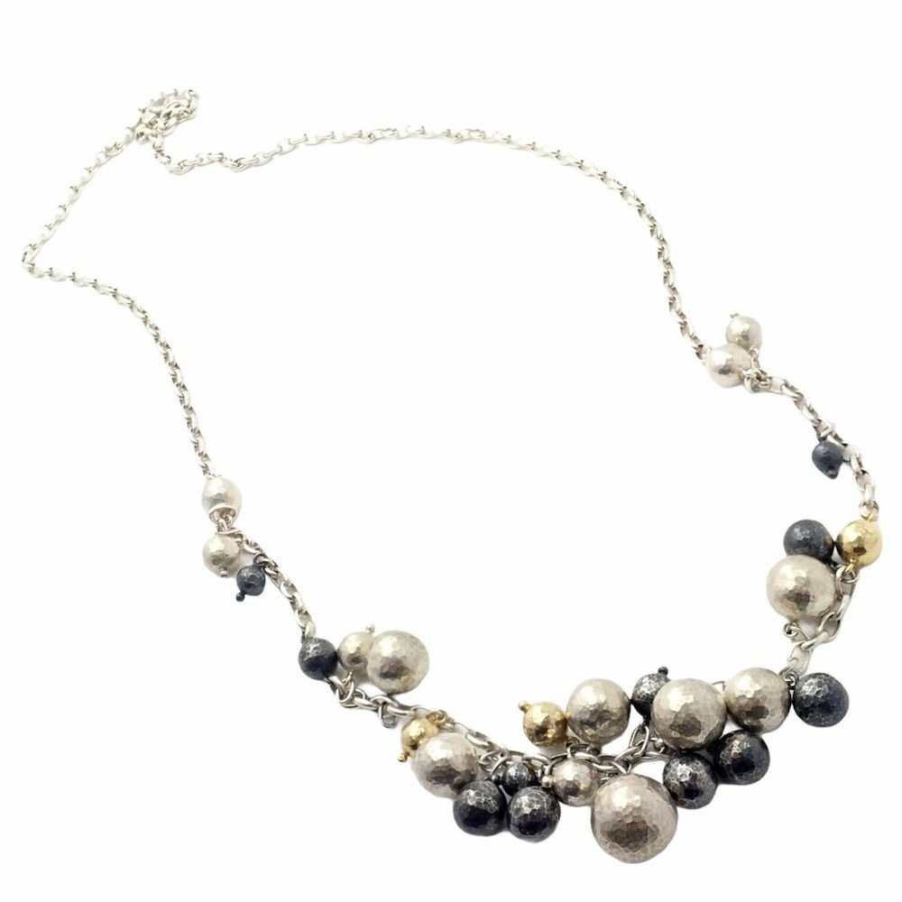 Authentic Gurhan 24k Yellow Gold Sterling Silver Long Caviar Bead Necklace 31"​